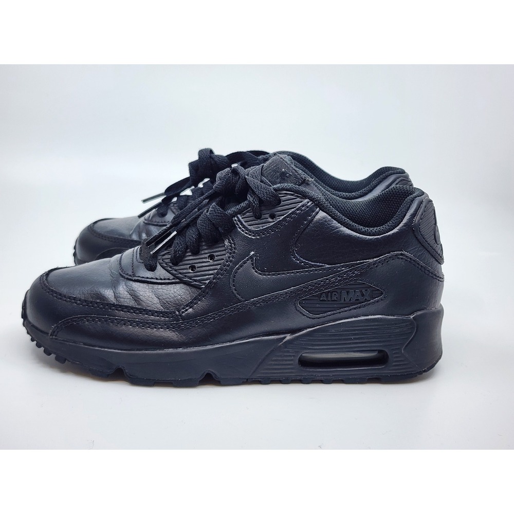 Nike Air Max 90 LTR Triple Black Leather Kids Sneakers CD6864-001